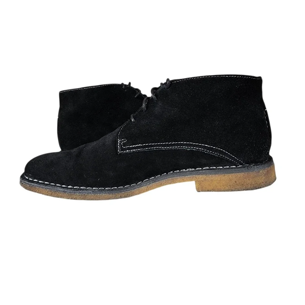 Johnston Murphy Chukka Boot 10.5 Men Runnell Black Sheep Skin Suede Leather Lace
